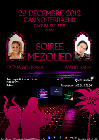 Soirée de «Mezoued» tunisien by Fatma Bousahaà la Côte d'Azur