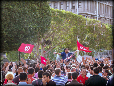 Manifestation le 22 octobre 2012 devant le ministère de l'Intérieur pour dénoncer la violence politique. Ph. Mohamed M'Dallah