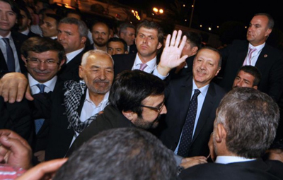 Ghannouchi avec Recep Tayyip Erdoğan à Tunis en 2011