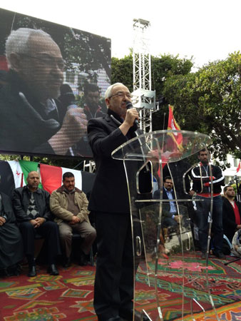 Rached Ghannouchi, avenue Habib Bourguiba, à Tunis, le 16 février.