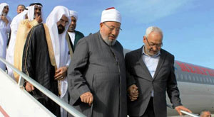 Youssef Qaradhaoui et Rached Ghannouchi à Tunis en mai 2012