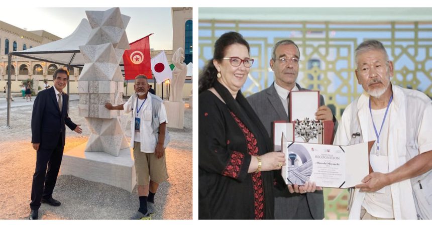 L’artiste japonais Hiroshi Miyauchi réalise une sculpture en marbre tunisien