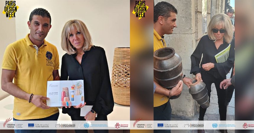 Brigitte Macron visite le stand de Creative Tunisia à l’événement Paris Design Week