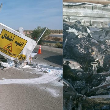 Sfax : Un homme décède dans son véhicule qui a pris feu après un accident sur l’autoroute