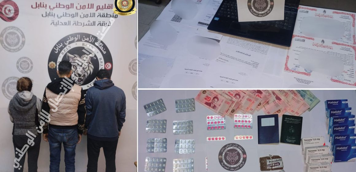Trafic de drogue et falsification de documents : Deux hommes et une femme arrêtés à Nabeul