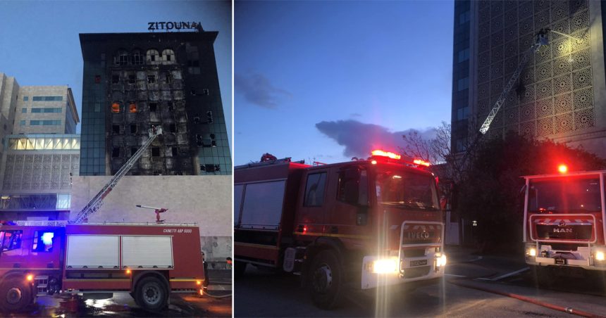 L’incendie au siège de la Banque Zitouna maîtrisé (Photos)