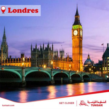 Vacances d’été : Avis aux voyageurs à destination et en provenance de Londres (Tunisair)