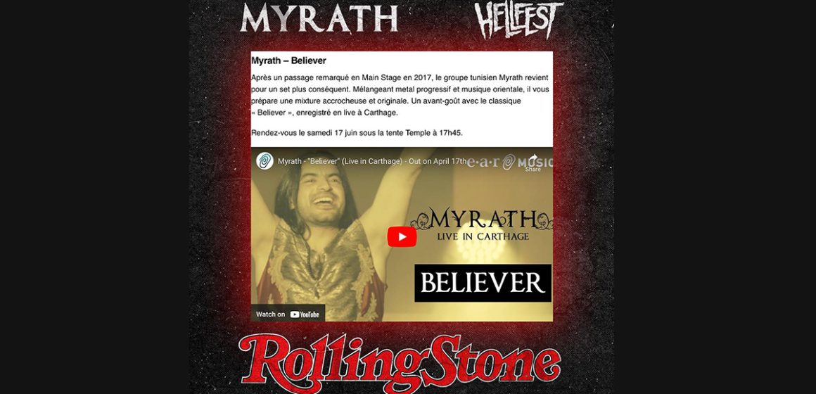 Le groupe tunisien Myrath dans la playlist Hellfest du magazine Rolling Stone France