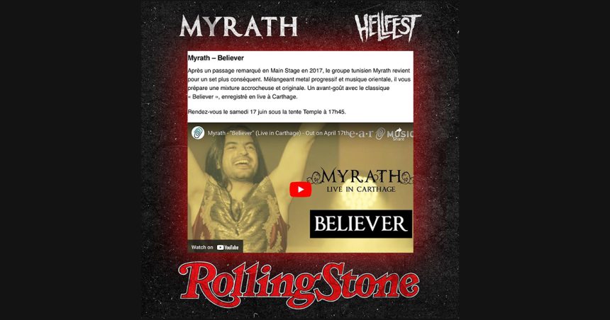 Le groupe tunisien Myrath dans la playlist Hellfest du magazine Rolling Stone France