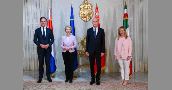 Thomas-Ruud-Kais-Saied-Ursula-von-der-Leyen-et-Giorgia-Meloni Tunisie | Le double abandon de la démocratie