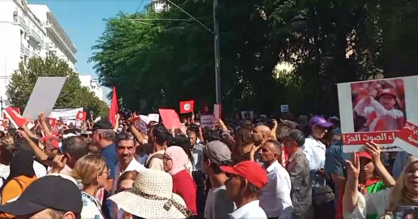 Marche des Destouriens à Tunis pour la libération de Abir Moussi