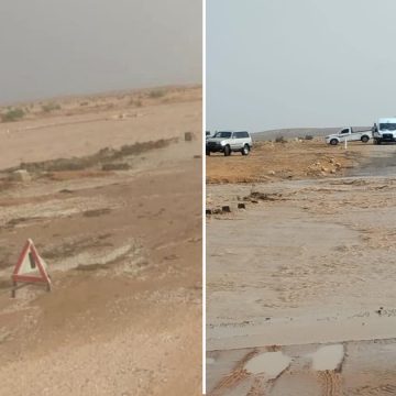 Fortes pluies à Kébili : Évacuation de 13 passagers d’un bus touristique bloqué entre deux Oueds à Douz