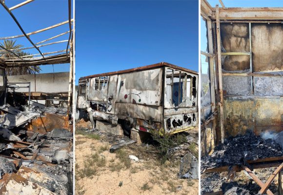 Appel à enquêter sur l’incendie du bibliobus de l’Association Lina Ben Mhenni à Djerba