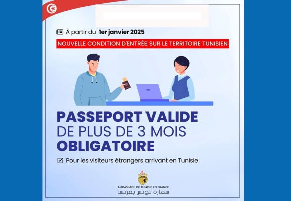 Tunisie : passeport obligatoire pour les Européens à partir du 1er janvier 2025  