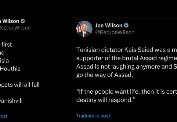 Joe Wilson s’attaque à la Tunisie et à son président démocratiquement élu