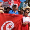 Les partisans d’Abir Moussi manifestent devant les Nations unies à Tunis