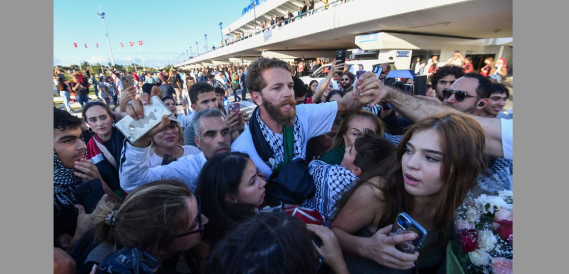 Retour à Tunis des 10 tunisiens de la Flottille Soumoud   