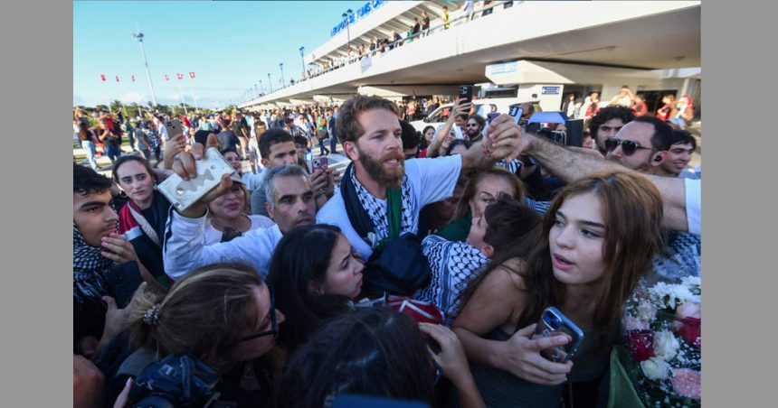 Retour à Tunis des 10 tunisiens de la Flottille Soumoud   