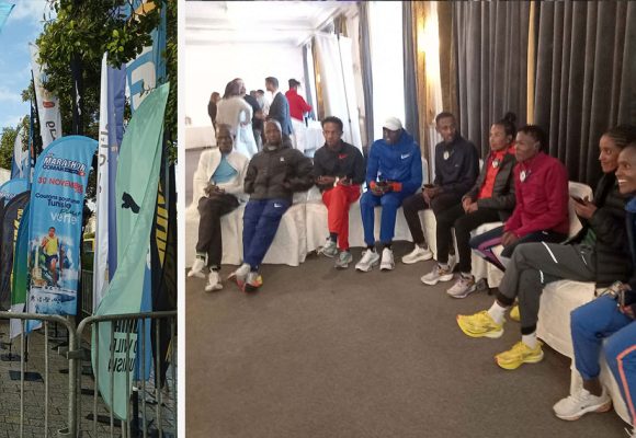 Les coureurs au départ du Marathon Comar de Tunis-Carthage  