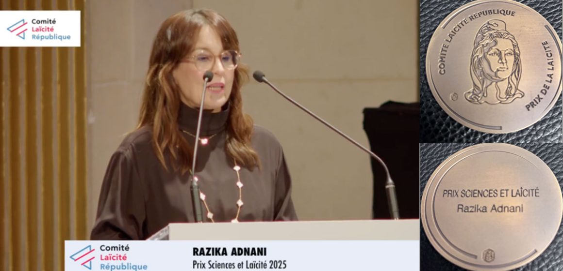 Razika-Adnani France | Razika Adnani distinguée par le prix Sciences et Laïcité