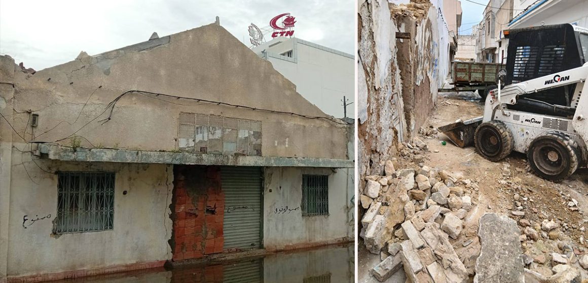 Démolition de vieux bâtiments au centre-ville de Tunis