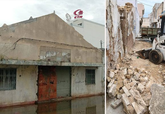 Tunis-Demolition Démolition de vieux bâtiments au centre-ville de Tunis