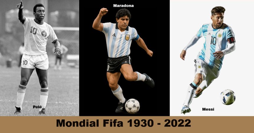 Pele-Maradone-Messi Rétro | Coupe du monde Fifa (1930-2022)