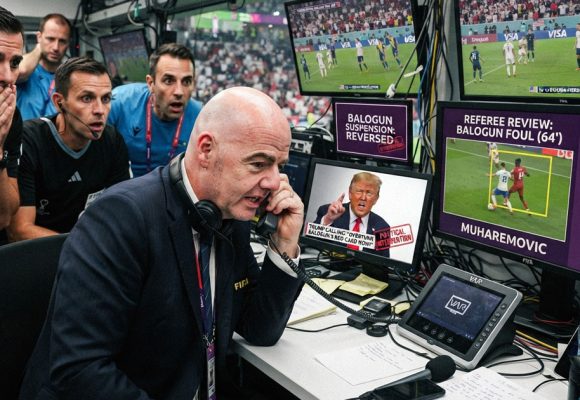 Infantino-Trump-VAR-Affaire-Balogun-Image-IA Affaire Balogun | L’UEFA part en guerre contre la Fifa