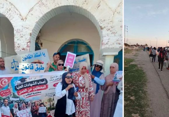 Marche-diplomes-chomeurs Tunisie | La marche des diplômés chômeurs reprend après un arrêt à Jelma