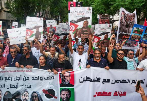 Tunis | Mobilisation avec les détenus de la Flottille Al-Soumoud